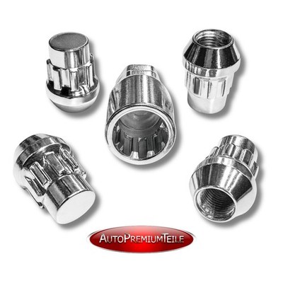 Original APT Felgenschlösser M12x1,5 Kegelbund 60° Felgenschloss 5er-Set Chrom