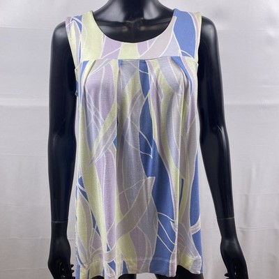 NEW A.N.A New Approach Tank Top Blouse Pale Peri Print Women Size Small $34