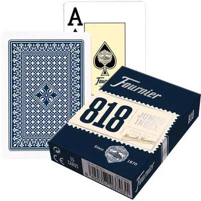 Fournier 818 Jumbo Index Cartes À Jouer Poker, Bleu, Jeu Casino - Photo 1/4