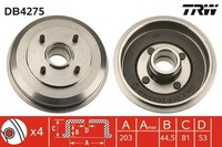 2X Bremstrommel TRW DB4275 FüR Ford Focus DFW DNW DBW DAW 1 Turnier 16V Tddi