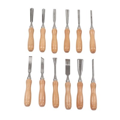 12Pcs Beech Handle Carbon Steel Blade Incisive Wood Carving Tools For Carpenters