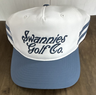 Swannies Golf White/Blue Adjustable Golf Hat Polyester Logo Cap