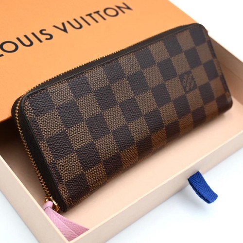 Louis Vuitton Damier Ebene Long Wallet Brown Women's Pre-owned From Japan