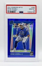 PSA 10 2021 Donruss Optic Rated Rookie Blue Hyper #260 Penei Sewell RC Lions