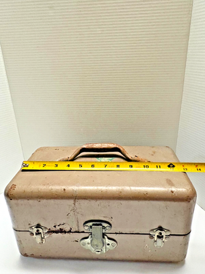 Boîte De Pêche Vintage JC Higgins – Métal, Marron, 2 Plateaux, USA, Sears Roebuck