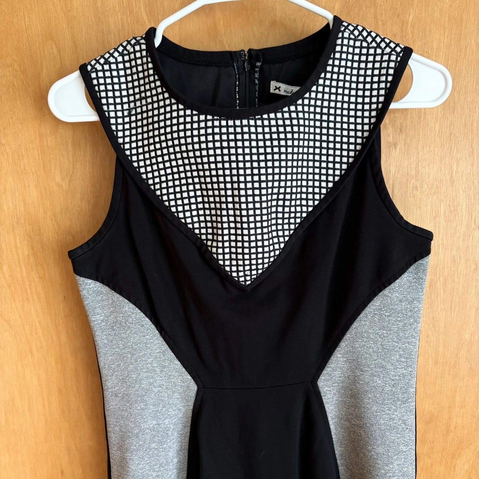 VETEMENTS Abito senza maniche YOANNA BARASCHI USA taglia 6 Stetch PONTE pannello finestra colorblock
