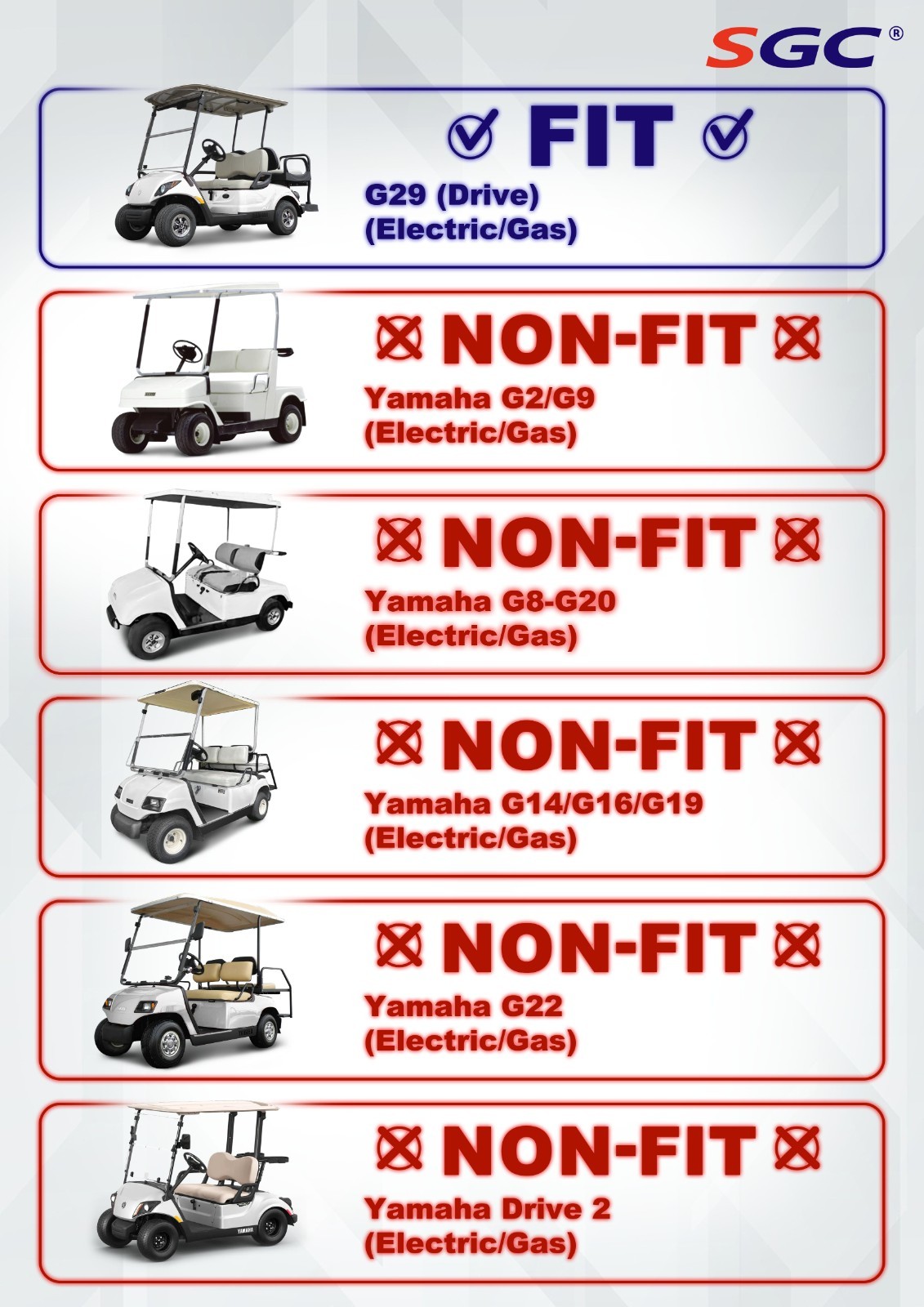 SGC 4" BLOCK LIFT KIT FOR YAMAHA GOLF CART G29 DRIVE MODEL (STEELENG EXCLUSIVE)