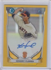 2014 Kendry Flores Bowman Chrome Prospects GOLD ROOKIE AUTO REFRACTOR /50 - KF