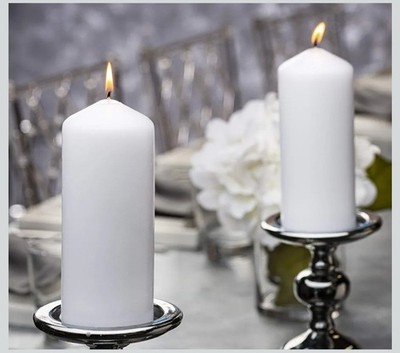 Bolsius 2x6 White Pillar Candles 20 Pack Unscented Bulk Dripless Wedding Decor