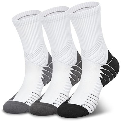  Compression Running Socks for men, Large Light Grey Dark Grey Black 3 Pairs