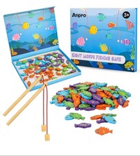 Anpro Wooden Magnetic Fishing Sight Words Game Learning, Alphabet Puzzle