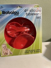 Brand new red Babalou Baby Silicone tableware set