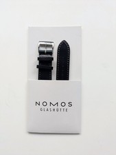 NOMOS Glashütte 20mm Horween Shell Cordovan Strap - Black w/ Brown Stitch