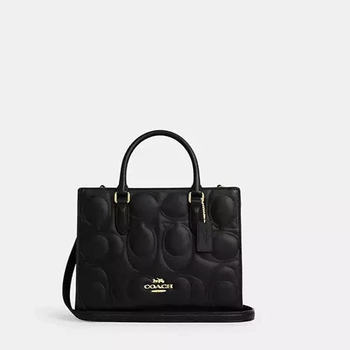 Borsa Coach Maggie piccola tote bag in pelle firmata colore nero CY670