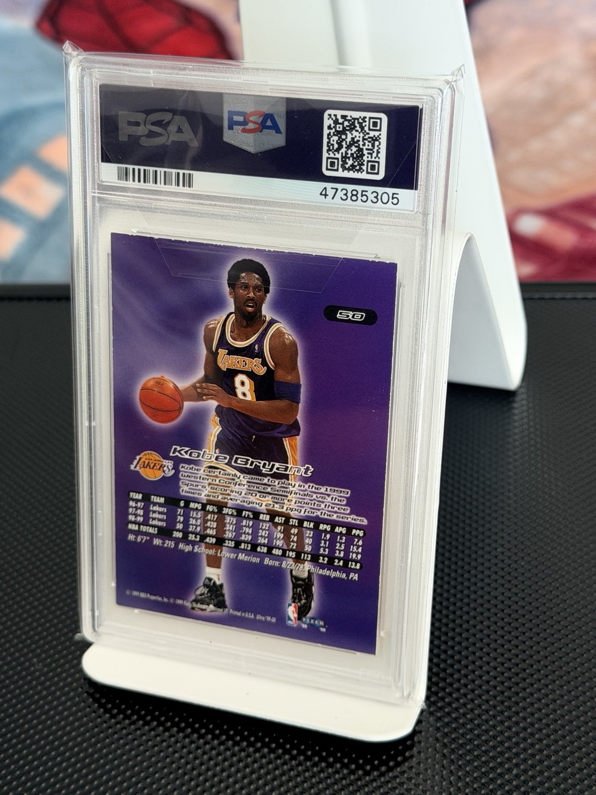 1999-00 Fleer Ultra Kobe Bryant #50 Los Angeles Lakers HOF PSA 9 - Pop Higher 10 view 4