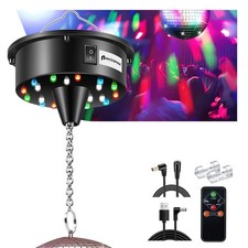 Disco Ball Motor with Light, Party Lights with Remote,6-12RPM Adjustable Spee...