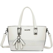 Gallantry Sac à Main pour Femme avec Nœud et Bandoulière à Effet Python Blanc