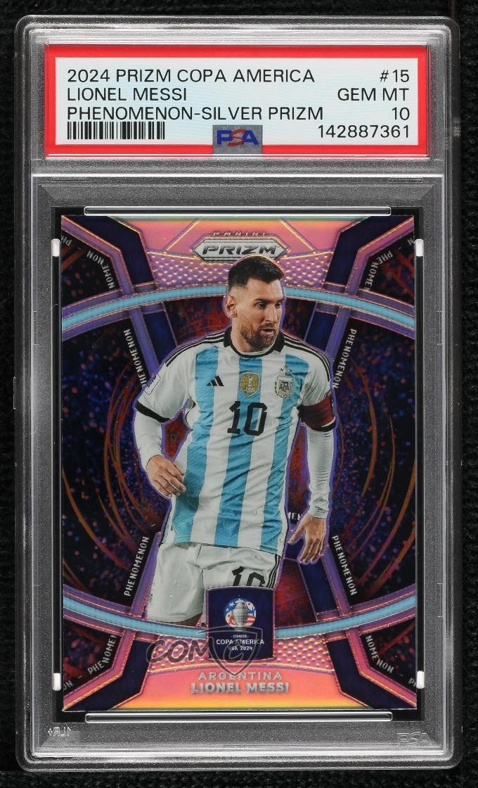 2024 Prizm CONMEBOL Copa America Phenomenon Silver Lionel Messi #15 PSA 10 0h4m