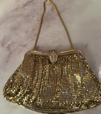 Vintage Art Deco Whiting and Davis Mesh Wristlet Purse with Rhinestone Clasp