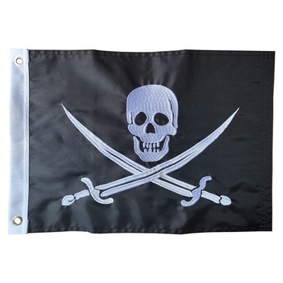 SYII Pirate Boat Flag 12x18 Inch, Embroidery Jolly Roger Pirate Yacht Flags w...
