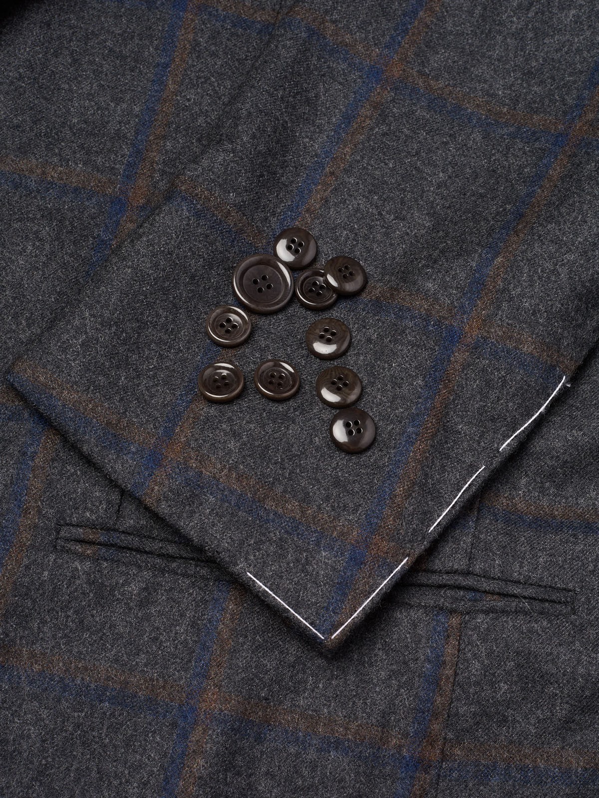 STILE LATINO "Vincenzo" Handmade Blue Windowpane Wool Suit Slim Fit NEW