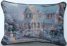 Christmas Thomas Kinkade-"Night Before Christmas", House, Tapestry Pillow New
