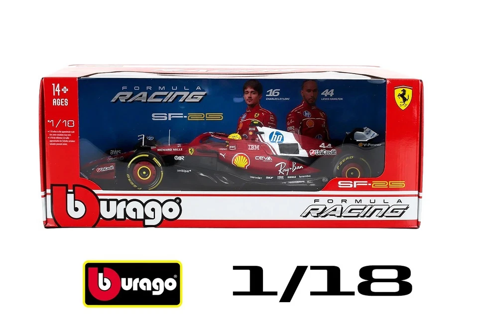 Modellino Ferrari SF-25 Lewis Hamilton F1 2025 Scala 1/18 Burago - Immagine 3 di 3