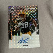 AJ Dillon 2020 Panini Mosaic Rookie Scripts Auto Packers RC Cracked Ice