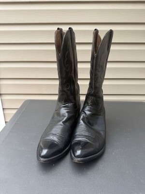 Lucchese Handmade Men s Black Leather Western Cowboy Boots Size 10.5 D USA