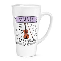 Beware VerrüCkte Violine Damen 483Ml Groß Latte Becher Tasse Mutter Tag Musik