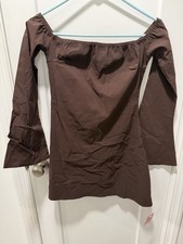 Pretty Little Thing Off The Shoulder Sundress Women’s 6 Brown New With Tags