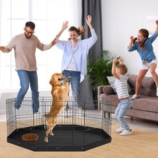 Foldable 8-Panel Dog Playpen - 24" High Metal Pet Exercise Pen
