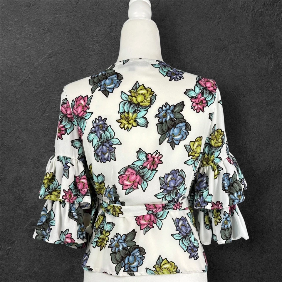 Top envolvente Y2K flamenco doble exagerado con volantes estilo mafia manga GNO rampage L Foto 3 de 4