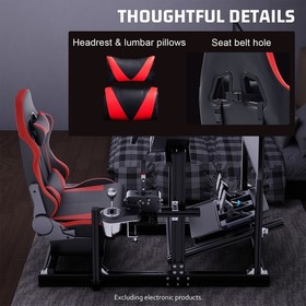 Hottoby 4080 Aluminum Racing Sim Cockpit With Red Seat & TV Stand Fits Logitech