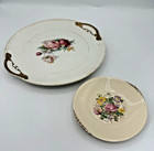 Set of 2 Vintage Ceramic Floral Painted Plates, Made in US — photo 1