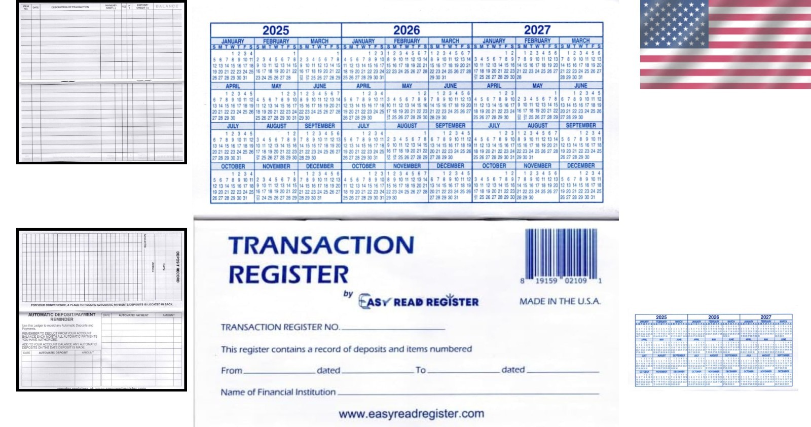 как выглядит 12-Pack Checkbook Transaction Registers with 2024-2026 Calendars фото