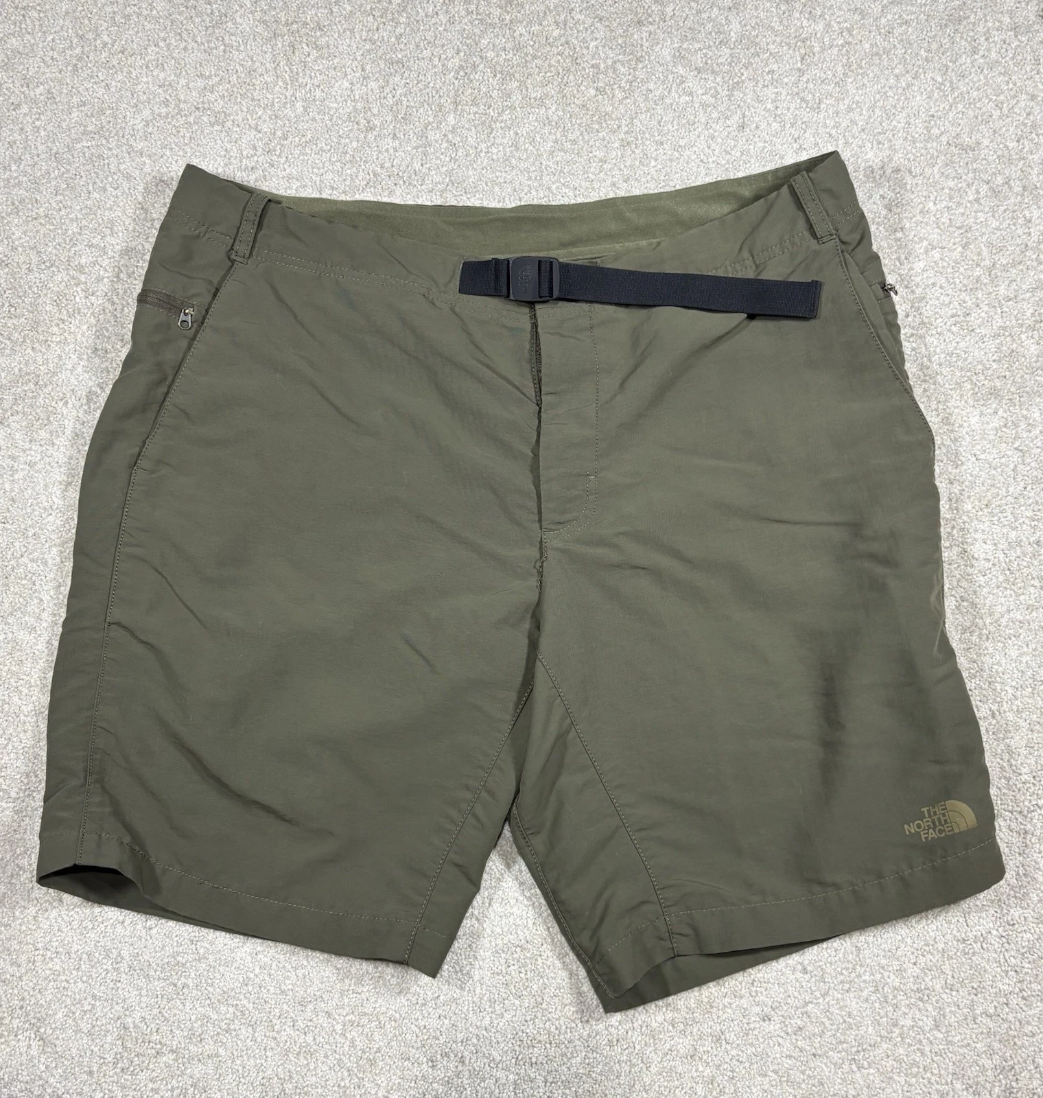 The North Face Cargo Shorts Mens Large Black Nylon Lined 9" Belted Hike Outdoor