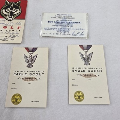 Vintage BSA Eagle Scout Certificate Cards Signed 1979/1994 guntersville 