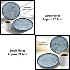 Glaze Plates Stoneware Round Heavy Small or Large 2 Pack Blue Reactive - P4