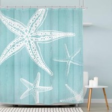 Beach Starfish Teal Shower Curtain 60"W x 72"L Pack of 1 A-starfish01 teal  