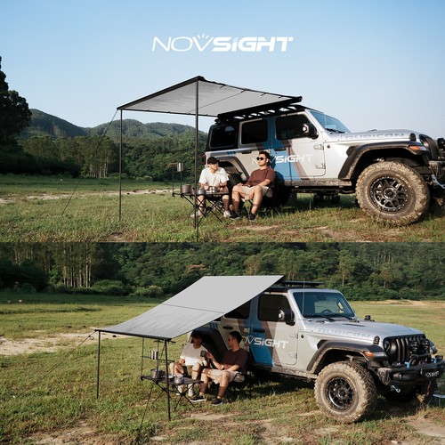 NOVSIGHT Auto Seitenmarkise Dach Ausziehzelt 420D Unterstand Schatten Camping Reise - Bild 9 von 14