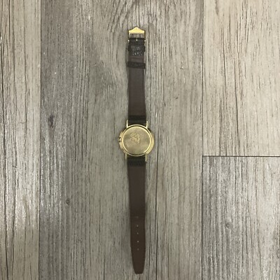 GUCCI 3000.2.M Round Quartz Gold Dial Gold Plated Leather Men's