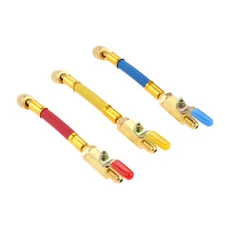 3pcs/set R134A R410A R22 R12 Charging Hose & Ball Valve For AC Air Refrigeration