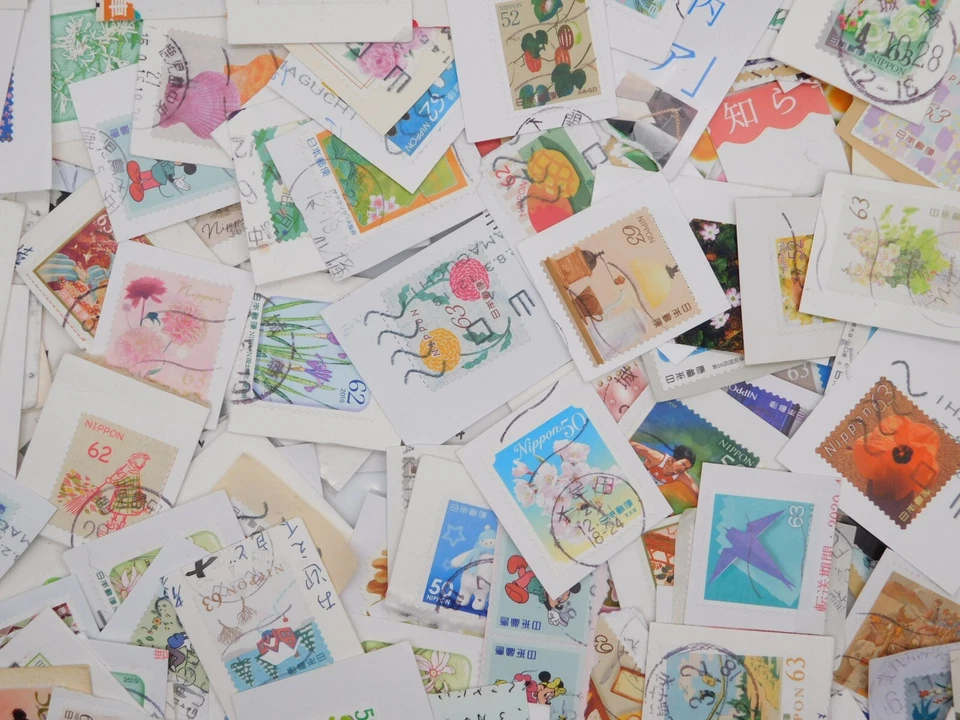 STAMP JAPAN 2024-14 LOW VALUE 63 62 52 50yen 1000pcs 300g lot ON paper kiloware - Image 4 of 4