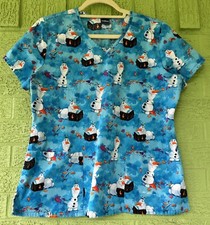 Women's Disney Frozen II Scrub Top Olaf The Snowman No Size Tag-measurement Pics