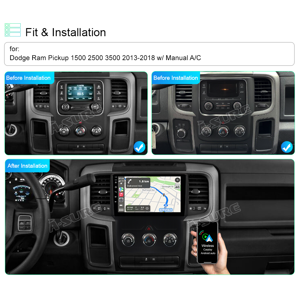 9'' Android 11 Car Stereo Radio Carplay For Dodge Ram 1500 2500 3500
