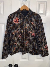 Vintage Button-Up Textured Floral Jacket Women s Size Large