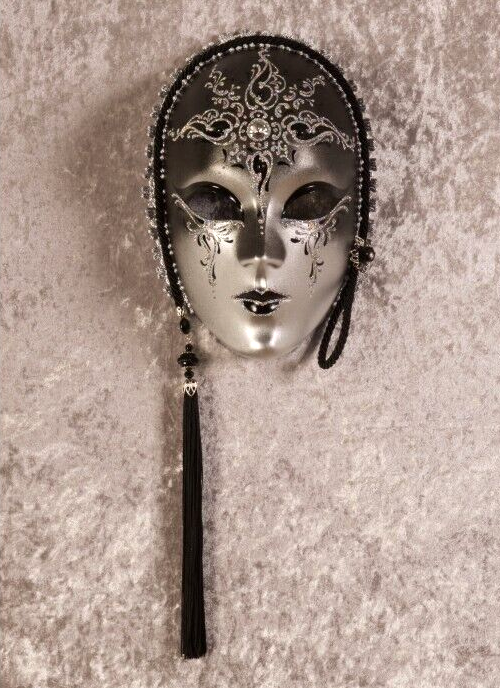 Maschera Da Pipistrello Con Brillantini Neri E Argento