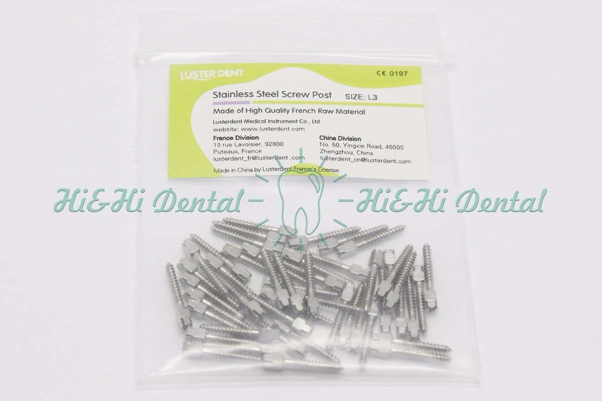 Dental Screw Posts 50-Pack Stainless Steel L3 For Root Canal Procedures ...
