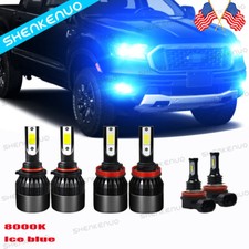 For Ford Ranger 2019 2020 Blue 8000k 9005 H11 Led Headlight Fog Lamps Combo Kit